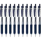 Zebra Sarasa Clip 1.0 Retractable Gel Ink Pen, Rubber Grip, 1.0mm, Blue Black Ink, Value Set of 10