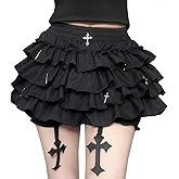 kakarin choyx Harajuku Gothic Mini Skirts for Women Y2K High Waisted Vintage Casual Cake Skirt with Shorts Underneath