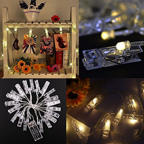 Photo Clips Lights, Fairy 30 LED Lights Battery Operated Dorm Lighting