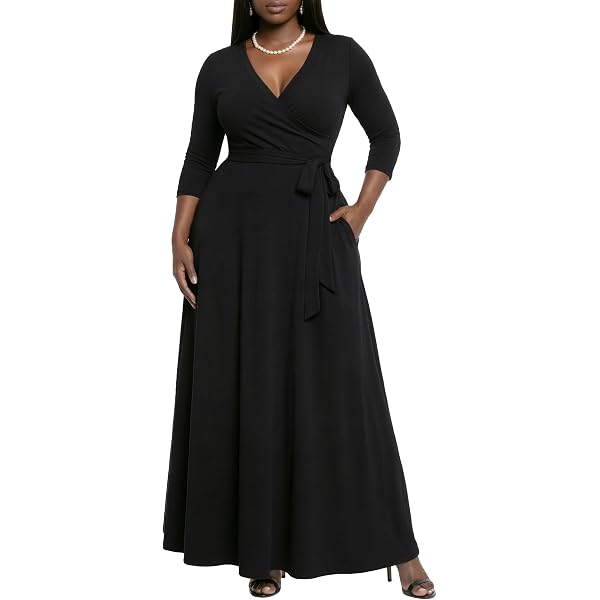 Monteau Trendy Plus Size Printed Belted Maxi Dress Black Floral 2X at  Amazon Women's Clothing store