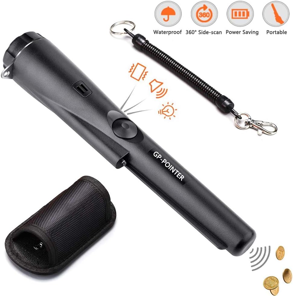 Namotu Metal Detecting Pinpointer with Holster, Waterproof 360°Scan Buzzer Vibration Automatic Tuning Good Helper of Ground Metal Detector for Gold Coin Treasure Hunter Junior Beginner Adult Kids
