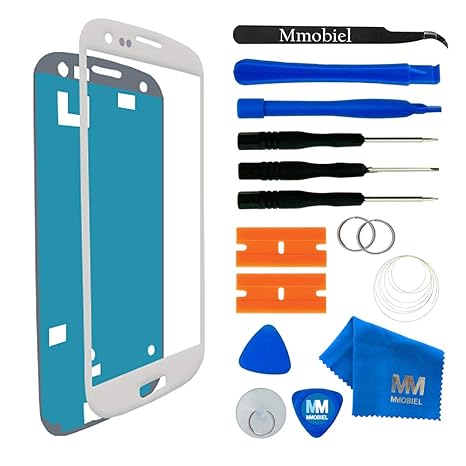 MMOBIEL Front Glas Reparatur Set kompatibel mit Samsung Galaxy S3 Mini i8190 i8195 Series (Weiß) Display mit Werkzeug