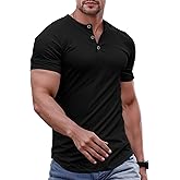 Dokotoo Men Mens Muscle Slim Fit T Shirts Crewneck Gym Workout Athletic Short Sleeve Henley Mens Shirts