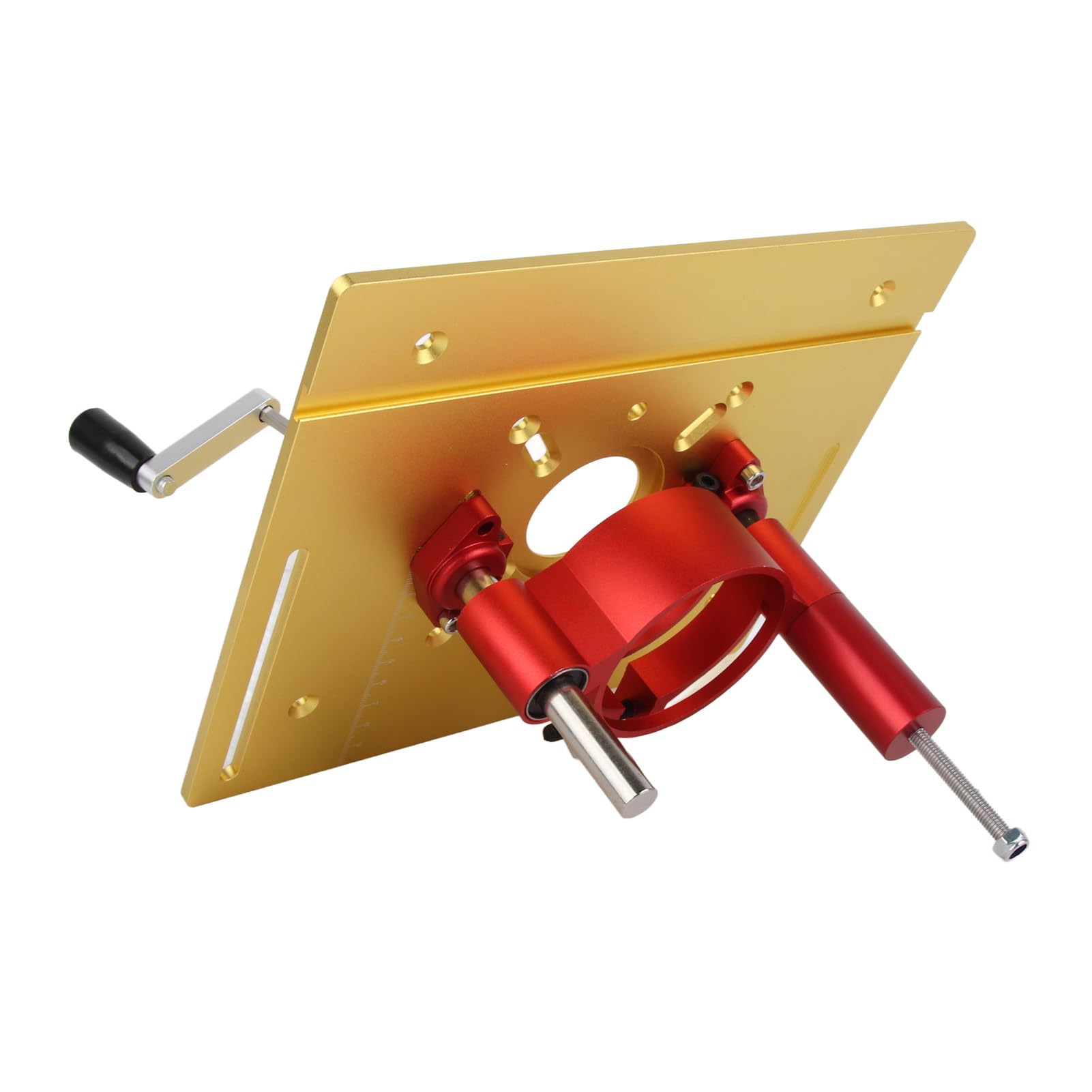 Router Lift System Kit, Router Table Insert Plate with Router Lift, Rings and Screws, Mounting Base Plate for Woodworking (Gold)