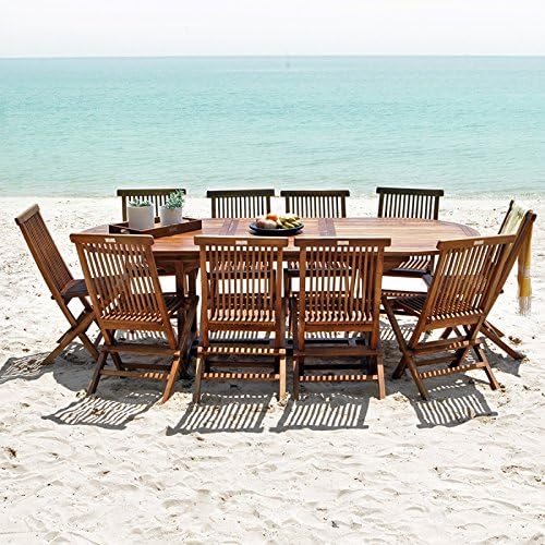 Salon De Jardin En Bois De Teck Huile Table Ovale 8 10 Personnes