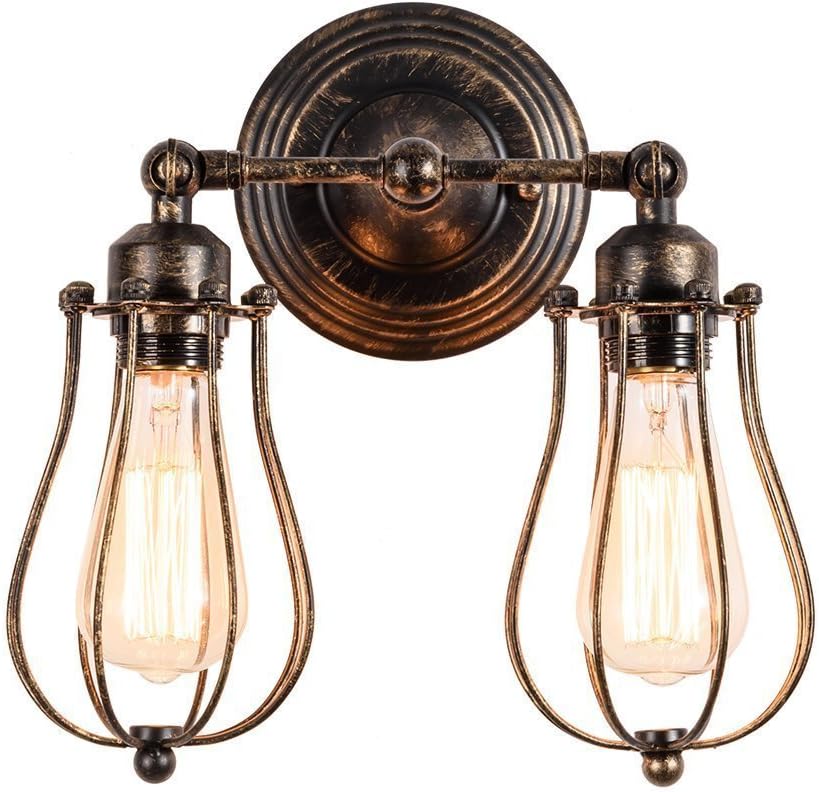 HJZY Vintage Wall Sconce Industrial Adjustable Wall Light Socket Rustic Wire Metal Cage Retro Wall Lamp Indoor Home for Restaurant Aisle Office Kitchen Bedroom Warehouse (Color : Tyle A)