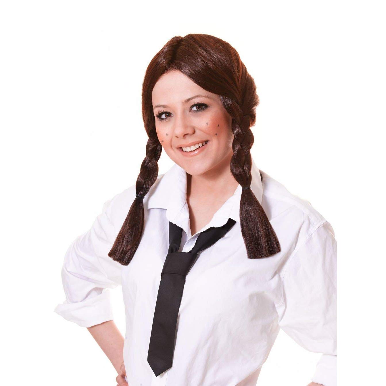 Bristol Novelty BW318 Schoolgirl Wig, Brown, One Size Halloween