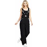 Revolt Women's Juniors Baggy Straight Leg Twill Overalls