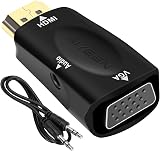 HDMI to VGA Adapter 1080P Male to Female Converter with Audio Output for Laptop view 1