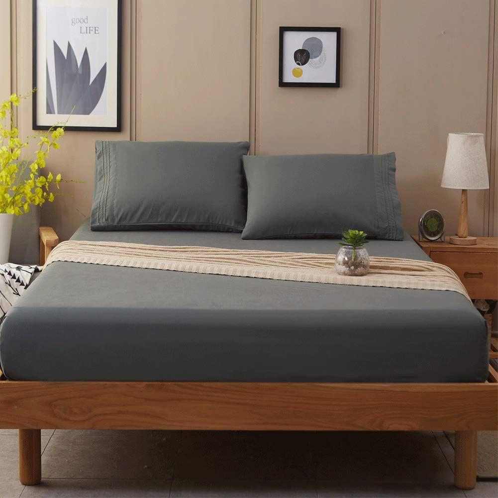 SONORO KATE Bed Sheet Set Super Soft Microfiber 1800 Thread Count Luxury Egyptian Sheets Fit 18-24 Inch Deep Pocket Mattress Wrinkle and Hypoallergenic-4 Piece (Dark Grey, Queen): Home & Kitchen