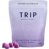TRIP Magnesium Citrate Gummies Infused with L Theanine, Vegan, Sugar Free Magnesium Supplement for Adults, 180mg per Serving, On The Go Gummy, Wild Berry Flavor, 1 Bag - 60 Count