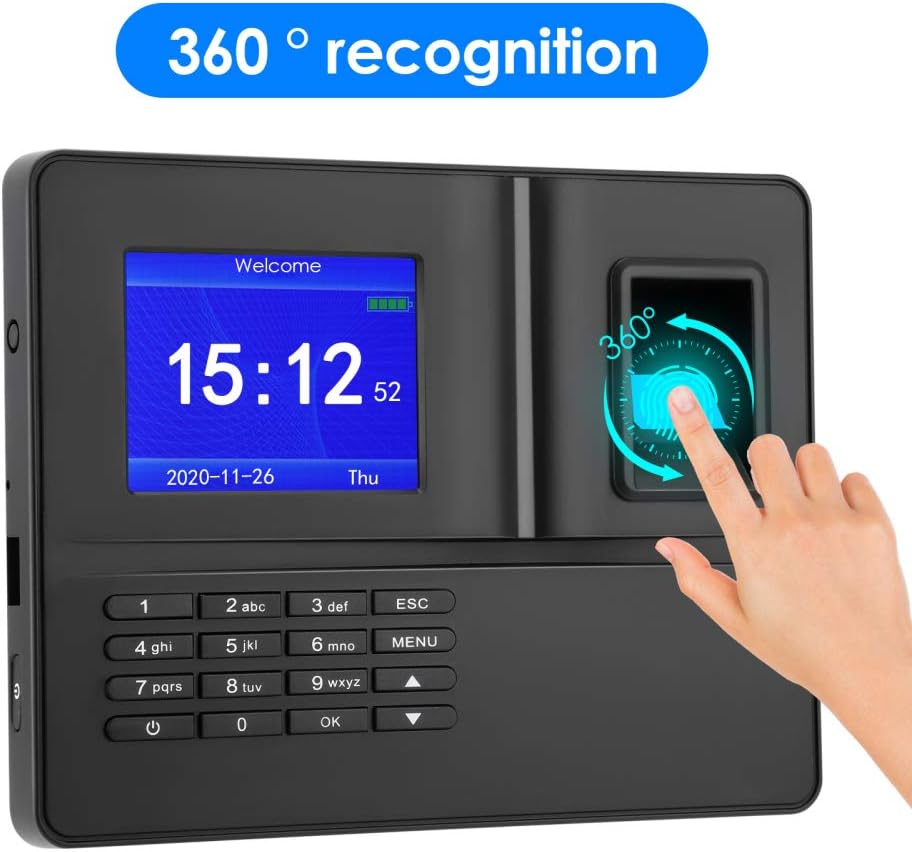 Time Clocks for Employees, Self-Contained Fingerprint Attendance Machine Proximity Time Clock Online Work Attendance Check-in Machine (Black) : Electronics