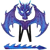 CRTEPST Dragon Costume for Kids Boys Girls, Dragon Wing Tail Mask Set,Halloween Dinosaur Cosplay Set for Child