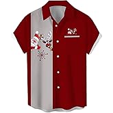 Deer Lady Mens Christmas Shirts Short Sleeve Button Down Shirts Funny Xmas Santa Hawaiian Shirt