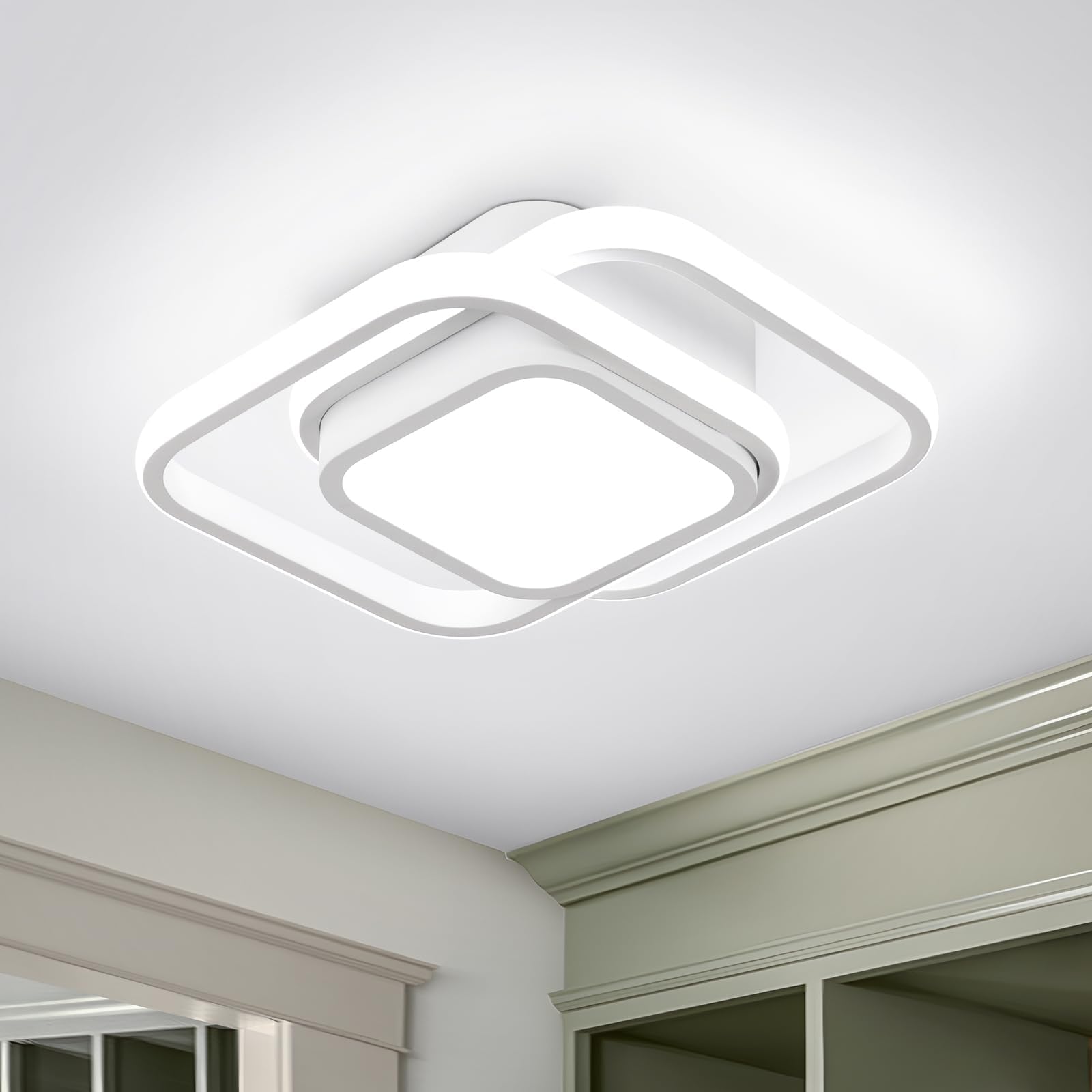 Ceiling Light Modern LED Acrylic Square Black Ceiling Lamp Creative Design Lighting Fixtures for Bedroom Kitchen Living Room Study Hallway Small Aisle Lamp Corridor Lights (Warm White)