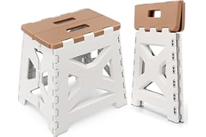 Foldable Step Stool (1 Pack), 13” Tall up to 300 lb Sturdy Plastic Folding Step Stool for Adults Kitchen Bathroom, Portable S