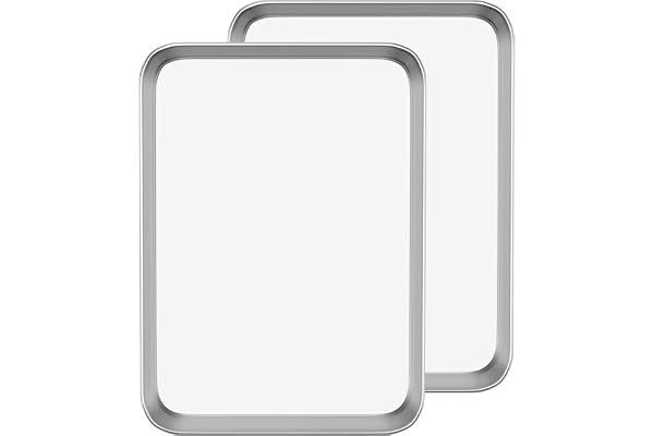 Baking Sheet Cookie Sheet Set of 2, Umite Chef Stainless Steel Baking Pans Tray Professional 16 x 12 x 1 inch, Non Toxic & He
