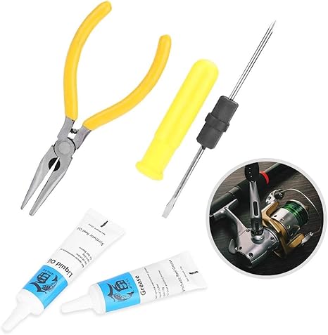 Amazon Co Jp Wolfgo リールメンテナンス リールメンテナンス ドライバー リールメンテナンスツールキット潤滑油グリースドライバープライヤー釣り Diy 工具 ガーデン