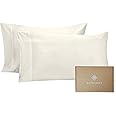 Bioweaves 100% Organic Cotton Pillow Cases 300 Thread Count Soft Sateen Weave GOTS Certified – Standard/Queen Size, Set of 2, Natural
