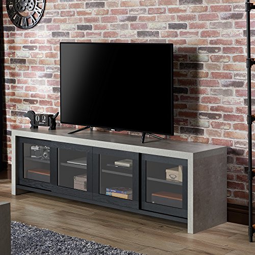 247SHOPATHOME FGI-1780C1 Nouel Entertainment-Center, Black/Cement - Thumbnail 4