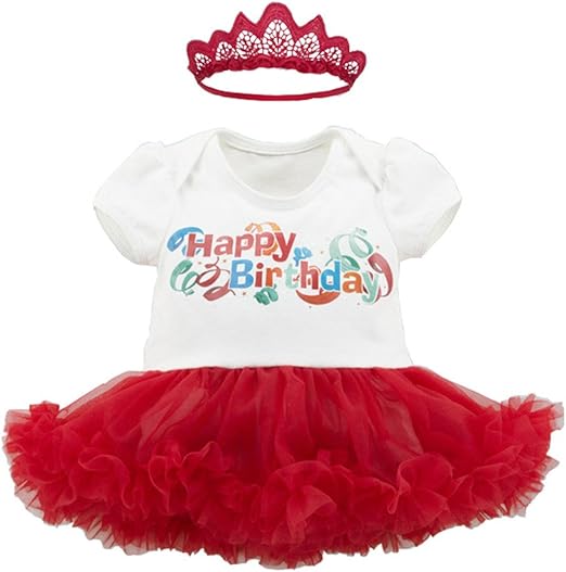 Happy Birthday Baby Girls Party Outfit Dress Romper for 618 months (L