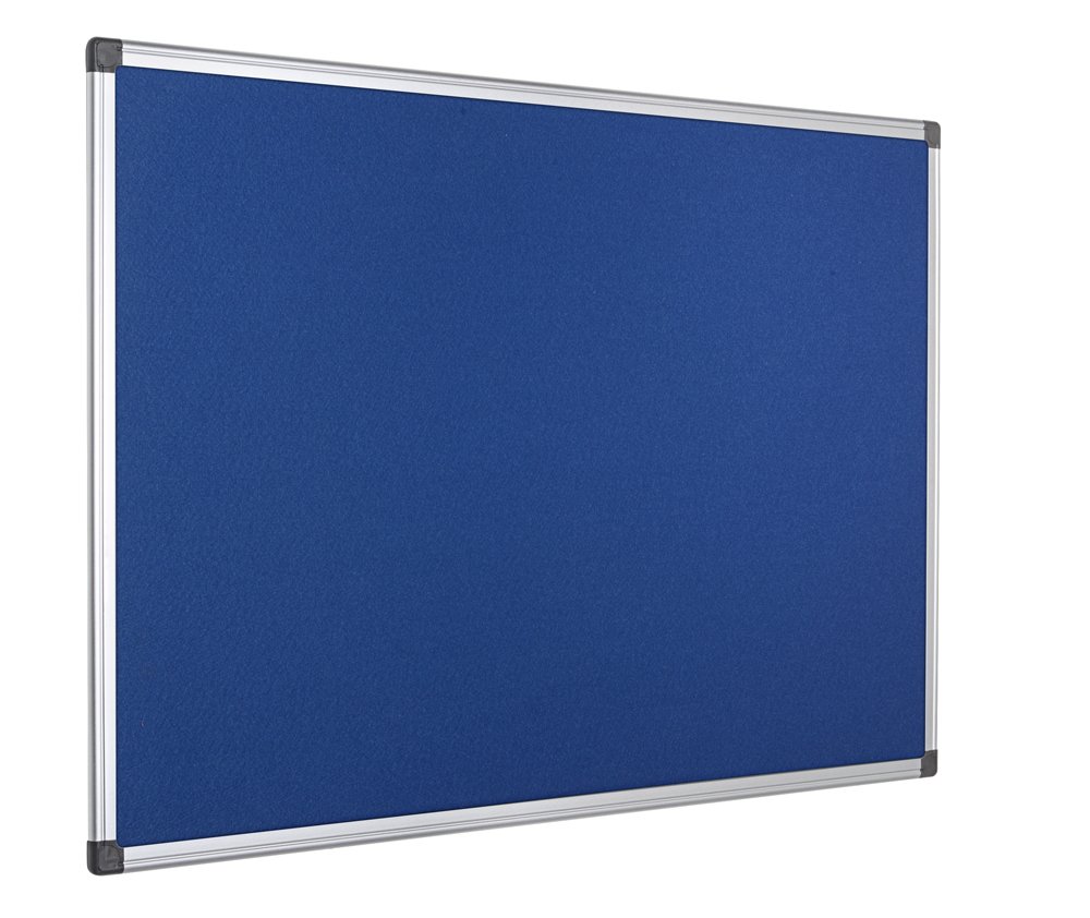 Bi-Office Notice Board Maya, Blue Felt, Aluminium Frame, 120 x 90 cm