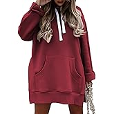 Women Oversized Hoodie Dress Pullover Winter Kangaroo Pocket Sweatshirt Fall Tops Casual Loungewear