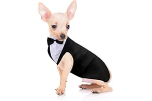 WEEWOODAY Dog Tuxedo and Bandana Set Dogs Formal Tuxedo PET Wedding Party Suit Wedding Bow Tie Shirt for Wedding Christmas Birthday Costumes (Cute Style,Small)