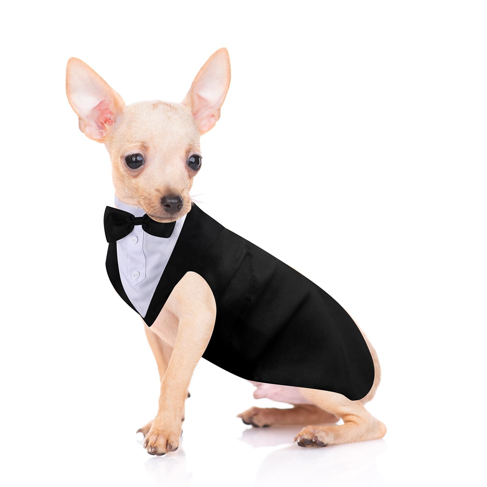 Dog Tuxedo and Bandana Set Dogs Formal Tuxedo PET Wedding Party Suit Wedding Bow Tie Shirt for Wedding Christmas Birthday Costumes (Cute Style,S)