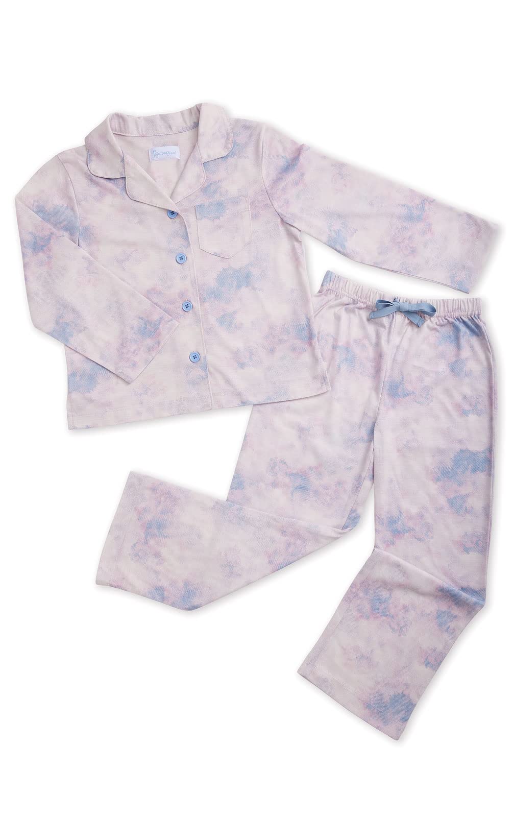 PajamaGram Girl PJs - Kid Pajamas, Purple Tie-Dye Button-Front PJ, 10 Image