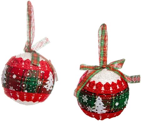 Immagini Di Natale Glitter.6 Pz Palline Di Natale Glitter Con Fascia In Tessuto Scozzese 8 Cm Cod 667930 Amazon It Casa E Cucina