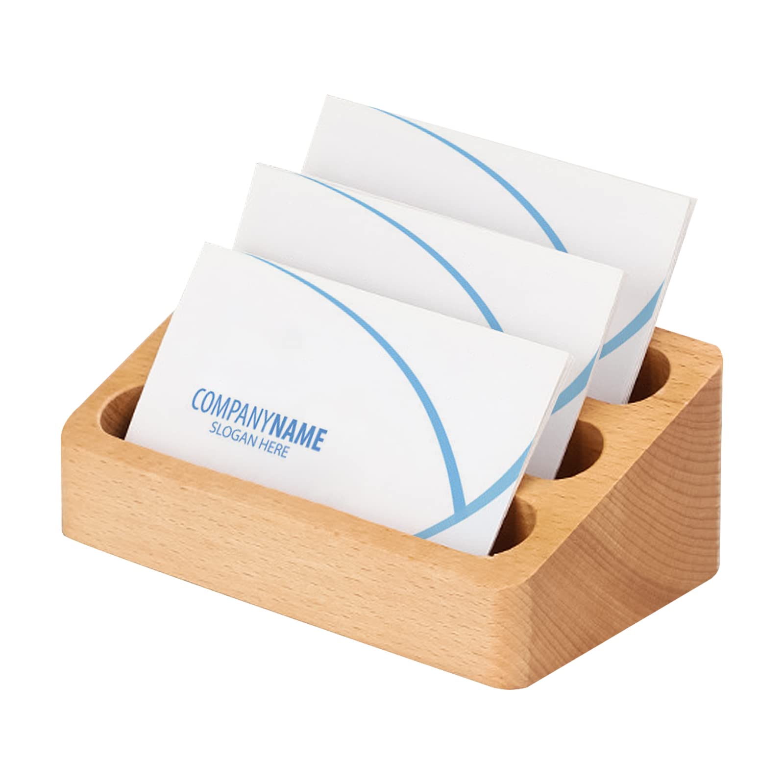 Photo 1 of Ruksifg Wood Business Card Holder Desk 3 Grids Wooden Business Card Display Stand for Office and Home(3 Packs)