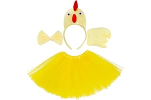Jmkcoz Chicken 3D Animal Costume 3D Chick Headband Bowtie Tail Tutu Set for Halloween Christmas Cosplay Party