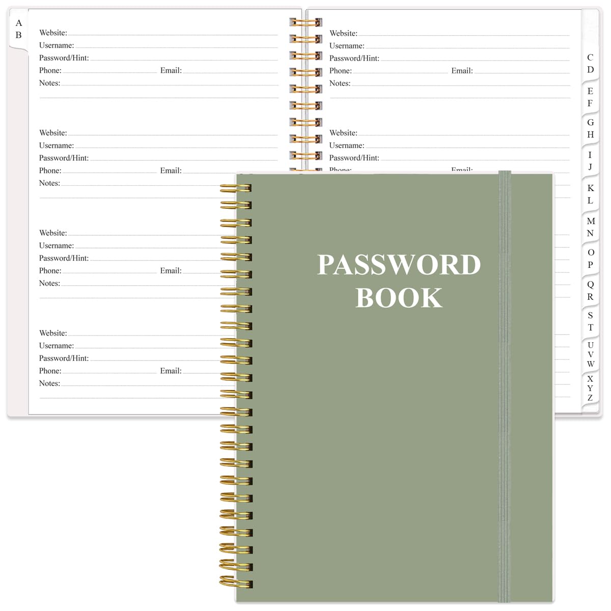 Password Book with Alphabetical Tabs - Large Size