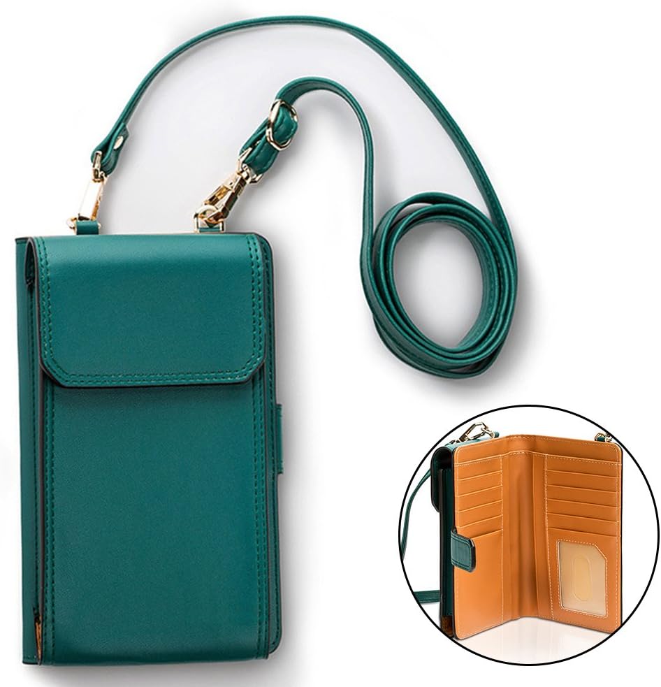 Ladies Purse Wallet Outdoor Bag,Vandot Multi-Functional [Large Storage] Universal Women's Metal Snap Closure Crossbody Bag Mobile Phone Purse Case For iPhone 8 /8 Plus /7 /7Plus /6S /6S Plus /6 /6Plus /SE /5S, Galaxy A3/A5/A7/J3/J5/J7 2017, Huawei Mate 9/P10/P10 Plus/P9/P8 Lite/Honor 9, Sony Xperia XZ1/XA1, HTC 10, LG K10 /K8 2017, OnePlus 3/3T/5 etc. Stylish Cell Phone Case with Passport Holder Driving license Folder Credit Card Slots Detachable Shoulder Strap - Pure [GREEN]