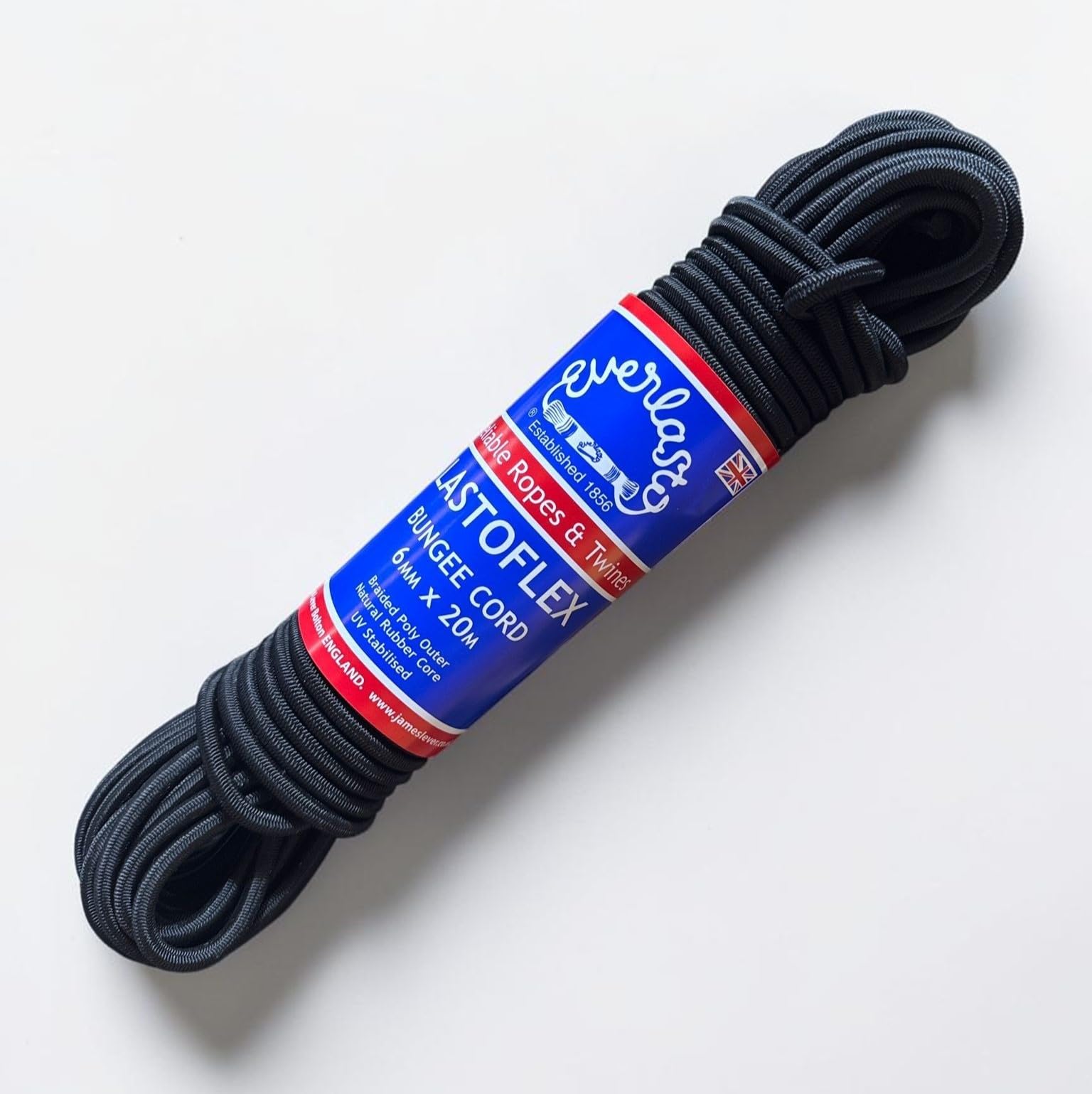 Everlasto 'Lastoflex' Bungee Cord Black 6mm x 20M
