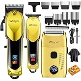 Hair Clippers Set for Men,Hair Clipper Trimmer with LED Display, Professional Cordless Hair Clipper Shaver Beard Trimmer, Hair Cutting Machine for Men, Holiday Gift for Father's Day Gift(with Apron)