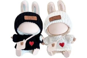 2 Sets Doll Clothes for Labubu, Doll Outfit Compatible with 17/15cm Dolls, Labu Clothing Accessories with Small Crossbody Bag