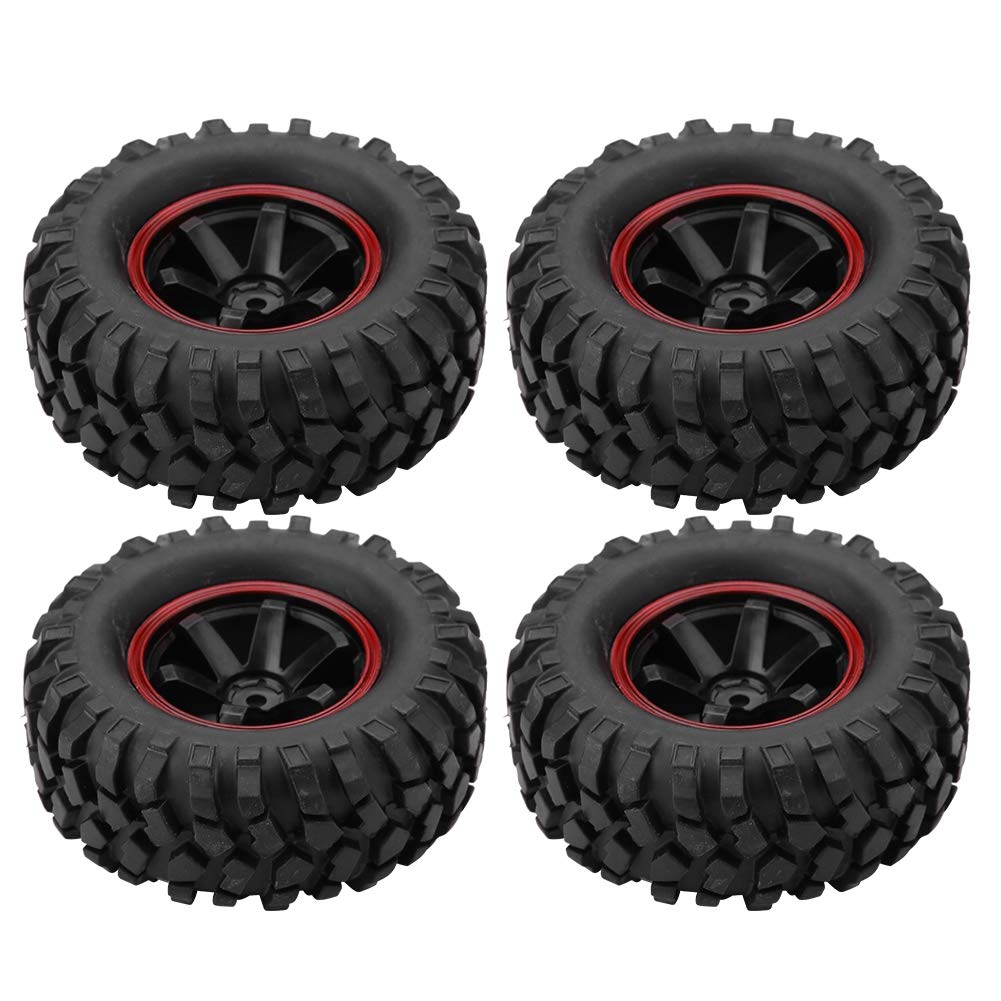 RC Car Tires, 4 Pcs Wheel Tires 6 Holes Rubber Tyres With Hubs for 1/10 Scale RC Crawler Off-road Truck Car Model Car Accessories