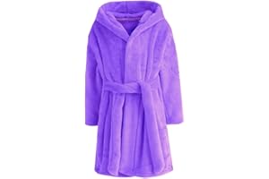 SRVNFBKT Boys Girls Robe Soft Fleece Hooded Bathrobe for Kids