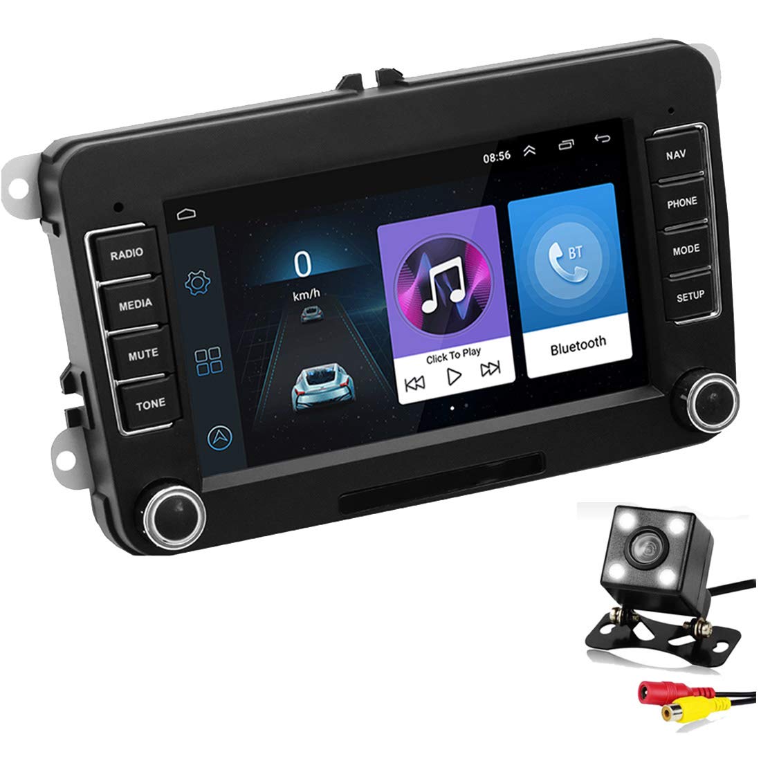 2 Din Android 7 "GPS Navigation Car Stereo Radio Media Player for Bora Golf VW Polo Volkswagen Passat B6 B7 Touran With Rear View Camera