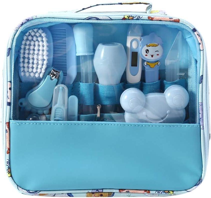 Hothuimin Deluxe 13 in 1 Baby Healthcare and Grooming Kit, Complete Nursery Care Kit (Blue)