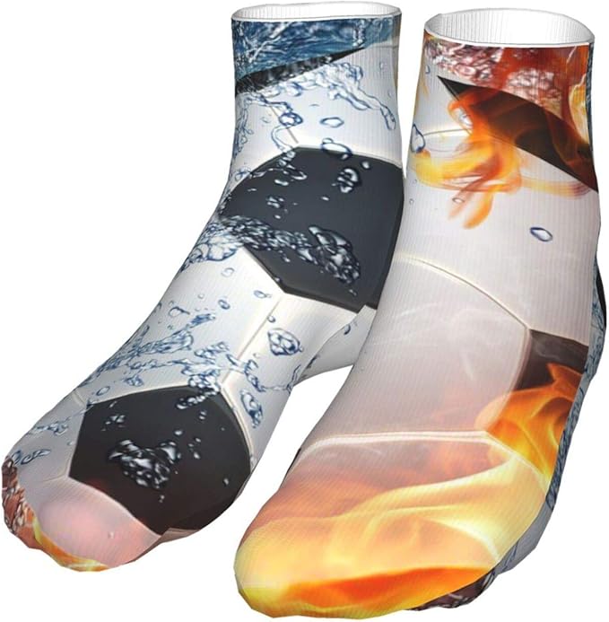 Football Fire Water Unisex Thick Socks Black