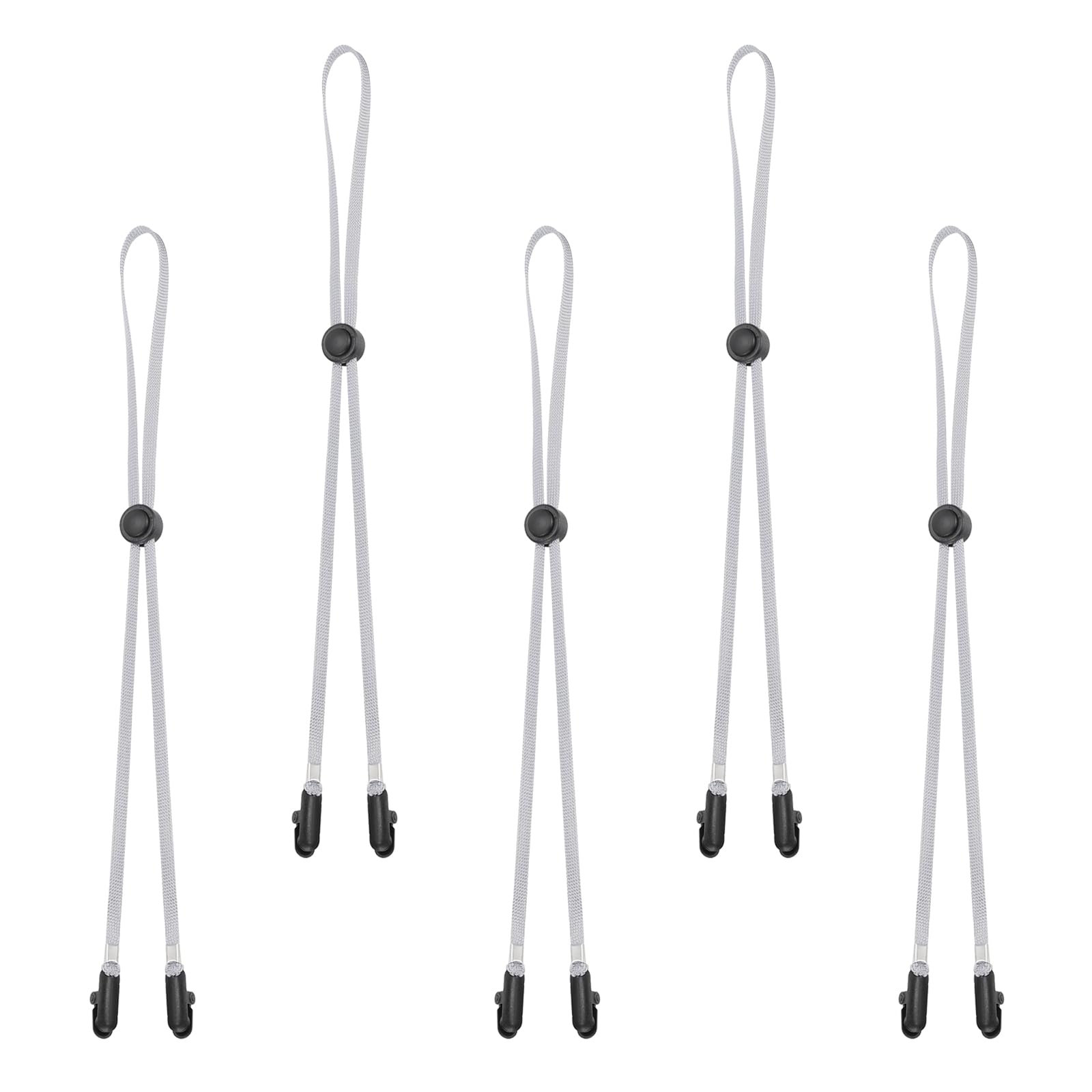 PATIKIL Windproof Hat Strap Clips 31.5"x0.28", 5 Pcs Adjustable Elastic Hat Clip with Cord Locks for Fishing Boating Golfing Outdoor Sports, Grey