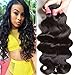 Longqi Brazilian Hair Body Wave 3 Bundles Real Human Hair Extensions 95-100g/pc (8inch 10inch 12inch, Natural Color)