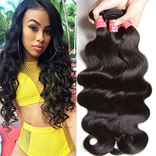 Longqi Hair Top Quality 14 14 16Inch 6a Body Wave Naural Color Brazilian Hair Bundles Virgin Human Hair Extensions 95-100g/pc