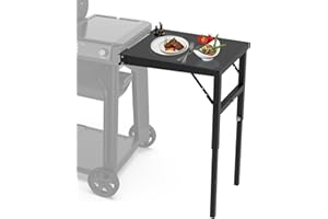 BQMAX Grill Side Table for Traeger Woodridge 970, 924, 860 Grills, Portable Outside Stand for Traeger Woodridge Pro/Elite Grills, Folding Side Shelf for Traeger Woodridge Electric Wood Pellet Grill