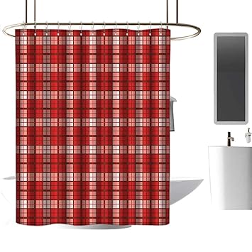 Amazon Com Coolteey Shower Curtains Fabric Gold Plaid Tartan