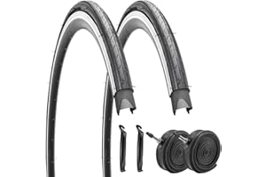 SIMEIQI 1 or 2 Pack 700X23C/25C/28C/35C Road Bike Tires with or without 2 Inner Tubes Presta Valve and 2 levers for City Commuter Road Pavement Garden Trail Bike Tires
