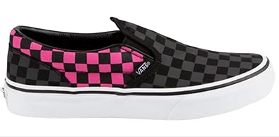 pink and black slip on vans